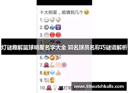 灯谜趣解篮球明星名字大全 知名球员名称巧谜语解析
